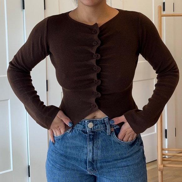 Zara brown long sleeve top in size small - Picture 1 of 6